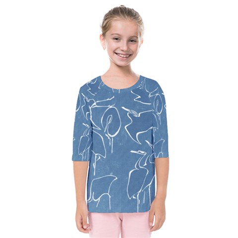 Katsushika Hokusai, Egrets From Quick Lessons In Simplified Drawing Kids  Quarter Sleeve Raglan Tee by Valentinaart