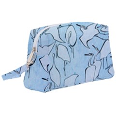 Katsushika Hokusai, Egrets From Quick Lessons In Simplified Drawing Wristlet Pouch Bag (large) by Valentinaart