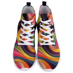 Abstract Colorful Background Wavy Men s Lightweight High Top Sneakers by HermanTelo