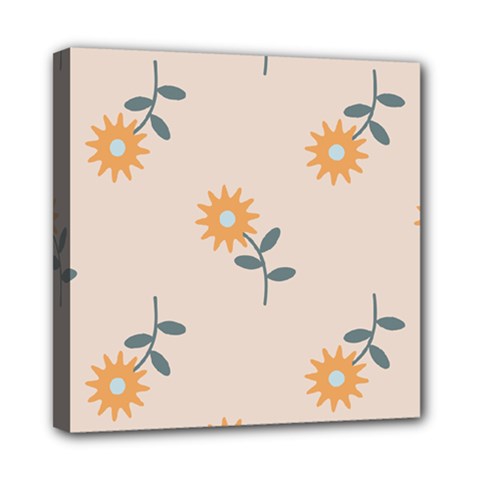 Flowers Continuous Pattern Nature Mini Canvas 8  X 8  (stretched)