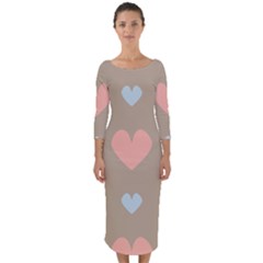 Hearts Heart Love Romantic Brown Quarter Sleeve Midi Bodycon Dress by HermanTelo