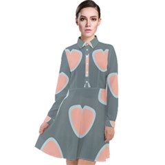 Hearts Love Blue Pink Green Long Sleeve Chiffon Shirt Dress by HermanTelo