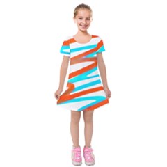 Abstract Colors Print Design Kids  Short Sleeve Velvet Dress by dflcprintsclothing