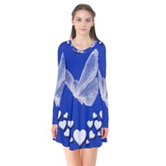 Heart Love Butterfly Mother S Day Long Sleeve V-neck Flare Dress by HermanTelo