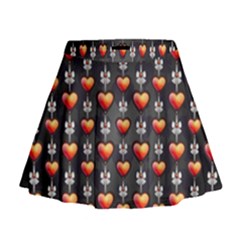 Love Heart Background Valentine Mini Flare Skirt by HermanTelo