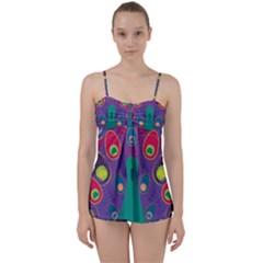 Peacock Bird Animal Feathers Babydoll Tankini Set