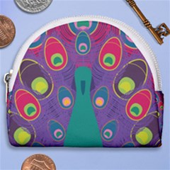 Peacock Bird Animal Feathers Horseshoe Style Canvas Pouch by HermanTelo