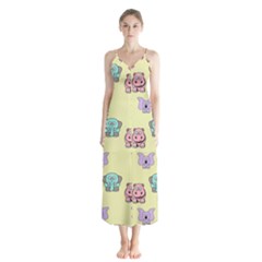 Animals Pastel Children Colorful Button Up Chiffon Maxi Dress by HermanTelo