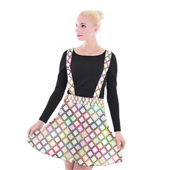 Grid Colorful Multicolored Square Suspender Skater Skirt by HermanTelo