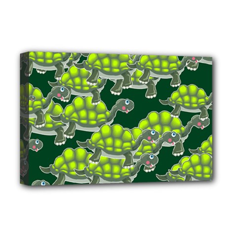 Seamless Turtle Green Deluxe Canvas 18  X 12  (stretched)