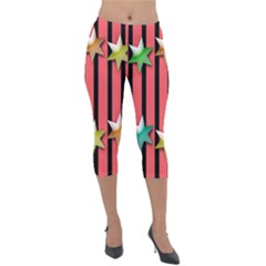 Star Christmas Greeting Lightweight Velour Capri Leggings  by HermanTelo
