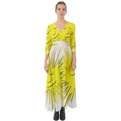 Smilie Sun Emoticon Yellow Cheeky Button Up Boho Maxi Dress by HermanTelo