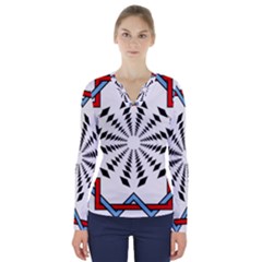 Star Illusion Mandala V-neck Long Sleeve Top by HermanTelo