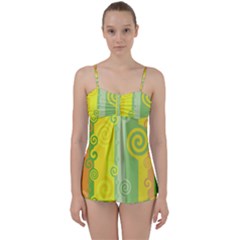 Ring Kringel Background Abstract Yellow Babydoll Tankini Set