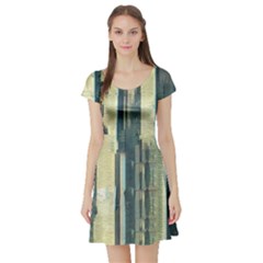 Texture Abstract Buildings Short Sleeve Skater Dress by Pakrebo