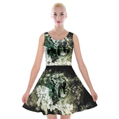 Awesome Tiger With Flowers Velvet Skater Dress by FantasyWorld7