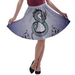 Wonderful Decorative Chinese Dragon A-line Skater Skirt by FantasyWorld7