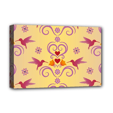 Pattern Bird Flower Deluxe Canvas 18  X 12  (stretched)