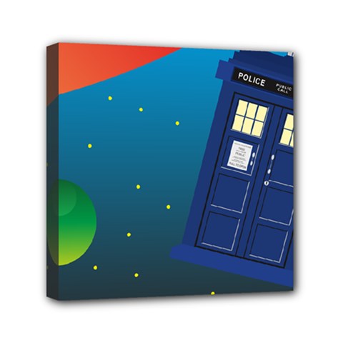 Tardis Doctor Time Travel Mini Canvas 6  X 6  (stretched)