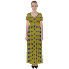 Mistletoe In Wood High Waist Short Sleeve Maxi Dress by pepitasart