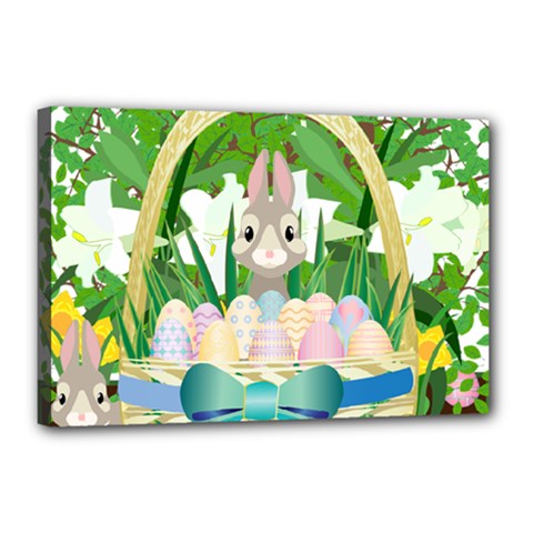 Graphic Easter Easter Basket Spring Canvas 18  X 12  (stretched) by Pakrebo