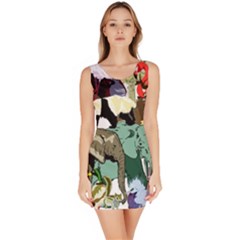 Zoo Animals Peacock Lion Hippo Bodycon Dress by Pakrebo