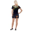 Cute fairy with awesome wolf in the night Short Sleeve Asymmetric Mini Dress View2