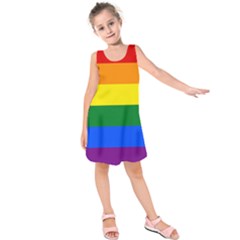 Lgbt Rainbow Pride Flag Kids  Sleeveless Dress by lgbtnation