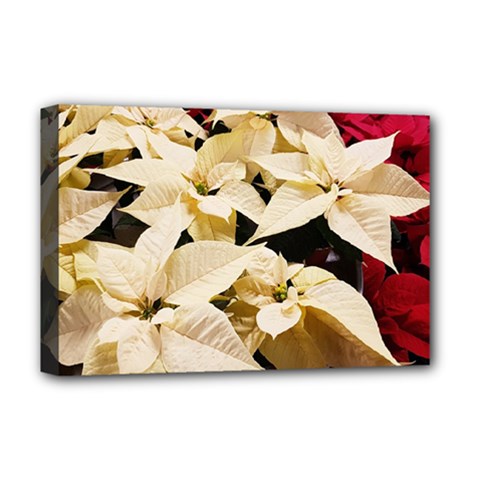 Christmas Poinsettia Decoration Deluxe Canvas 18  X 12  (stretched) by Pakrebo