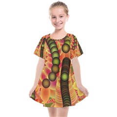 Abstract Background Digital Green Kids  Smock Dress by HermanTelo