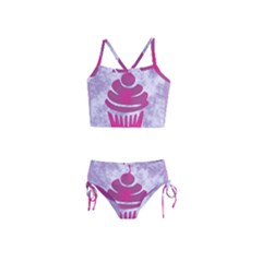 Cupcake Food Purple Dessert Baked Girls  Tankini Swimsuit by HermanTelo