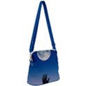 Moon Sky Blue Hand Arm Night Zipper Messenger Bag View1