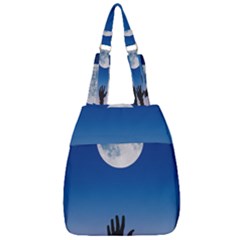 Moon Sky Blue Hand Arm Night Center Zip Backpack by HermanTelo