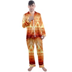 Abstract Orange Triangle Men s Satin Pajamas Long Pants Set by HermanTelo