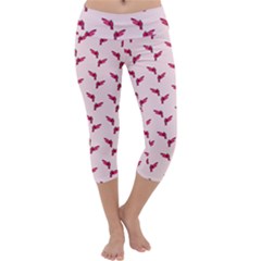 Pink Parrot Pattern Capri Yoga Leggings by snowwhitegirl