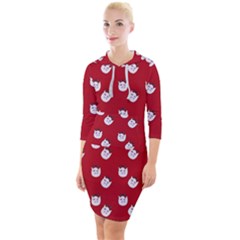 Lazy Bat One Red Pattern Quarter Sleeve Hood Bodycon Dress by snowwhitegirl