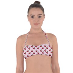 Retro Pink Cherries Halter Bandeau Bikini Top by snowwhitegirl