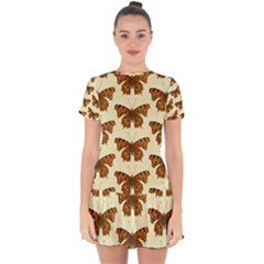 Butterflies Insects Pattern Drop Hem Mini Chiffon Dress by HermanTelo