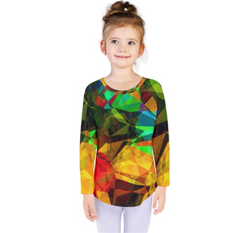 Color Abstract Polygon Kids  Long Sleeve Tee by HermanTelo