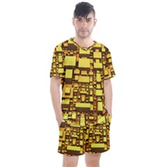 Cubes Grid Geometric 3d Square Men s Mesh Tee And Shorts Set