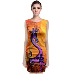 Funny Giraffe In The Night Classic Sleeveless Midi Dress by FantasyWorld7