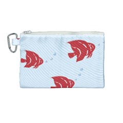 Fish Red Sea Water Swimming Canvas Cosmetic Bag (medium) by HermanTelo