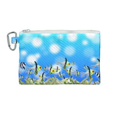 Fish Underwater Sea World Canvas Cosmetic Bag (medium) by HermanTelo