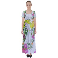 Flowers Floral High Waist Short Sleeve Maxi Dress by HermanTelo