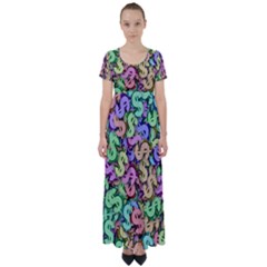 Money Currency Rainbow High Waist Short Sleeve Maxi Dress by HermanTelo