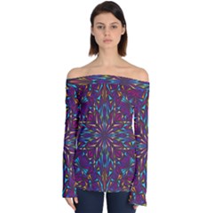 Kaleidoscope Triangle Curved Off Shoulder Long Sleeve Top by HermanTelo