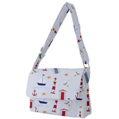 Nautical Sea Full Print Messenger Bag by HermanTelo