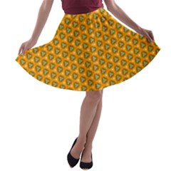 Pattern Halloween Pumpkin Color Leaf A-line Skater Skirt by HermanTelo