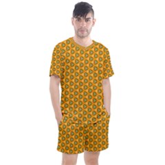 Pattern Halloween Pumpkin Color Leaf Men s Mesh Tee And Shorts Set