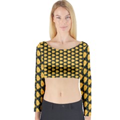 Pattern Halloween Pumpkin Color Yellow Long Sleeve Crop Top by HermanTelo